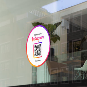12" Follow Us On Instagram QR Code Gradient Window Cling