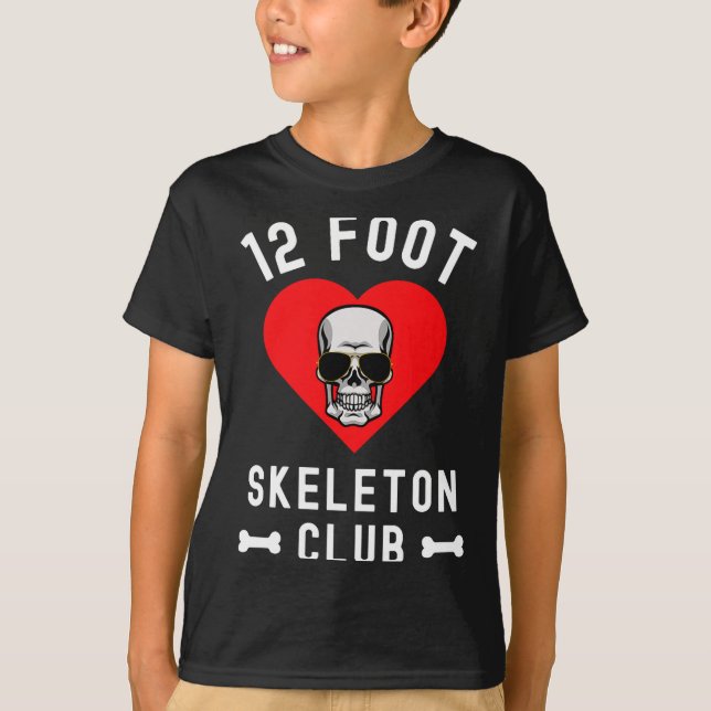 12 Foot Skeleton Club Giant Skelly Gles Valentine' T-Shirt (Front)