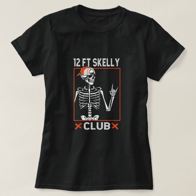 12 Foot Skelly Club Halloween Skeleton Costume App T-Shirt (Design Front)
