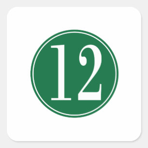#12 Green Circle Square Sticker