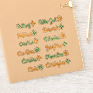 12 Guest List Names Cute Stars Green and Orange