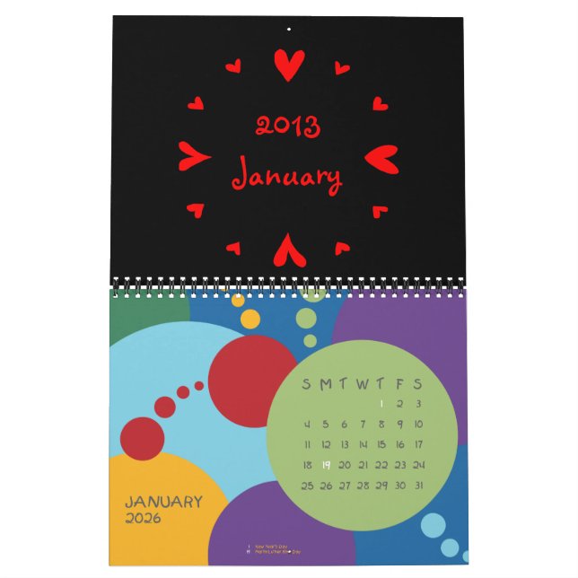 12 hearts 2013 Calendar (Jan 2026)