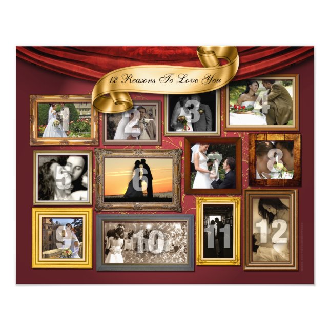 12 Hearts Wedding Poster Photo Enlargement (Front)