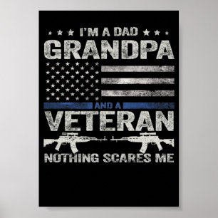 12 I'm A Dad Grandpa Veteran Shirt Vintage Blue Poster