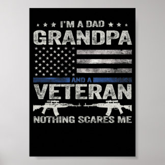 12 I'm A Dad Grandpa Veteran Shirt Vintage Blue Poster