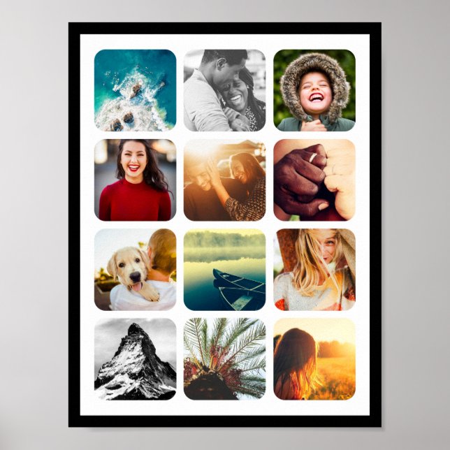 12 Image Poster Arrondi Photo Collage Wall (Devant)