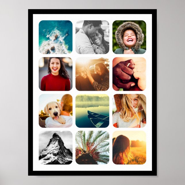 12 Image Poster Rounded Photo Collage Wall (Front)