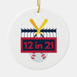 12 in 21 Baseball Ceramic Ornament