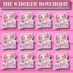 12 In One Cute Custom Name Dabbing Axolotl Sticker