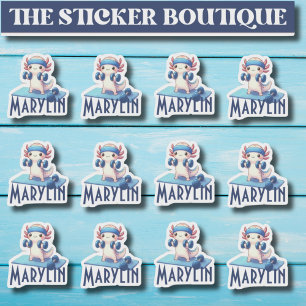 12 In One Cute Custom Name Workout Axolotl Sticker