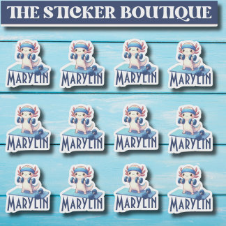 12 In One Cute Custom Name Workout Axolotl Sticker