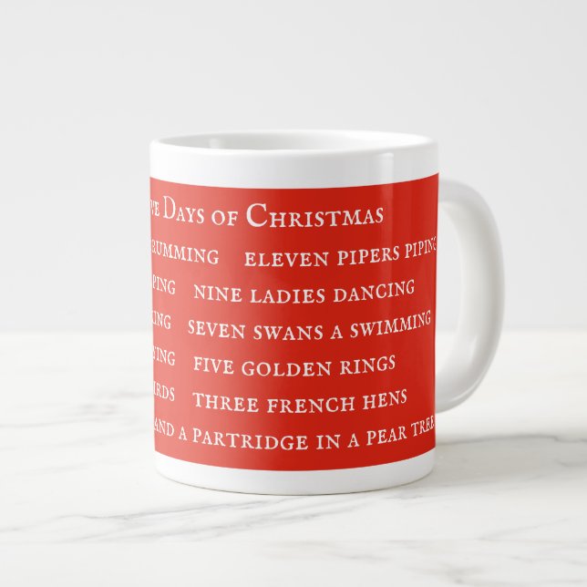 12 JOURS LYRIQUES Grosse Mug Blanc / Rouge (Devant droit)