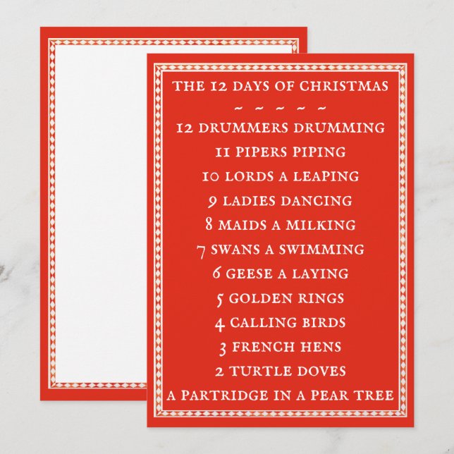 12 JOURS PAROLES 5x7 Carte plate II / Rouge (Devant / Derrière)