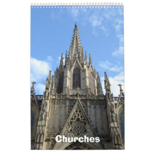 12 mois Eglises Mur photo Calendrier