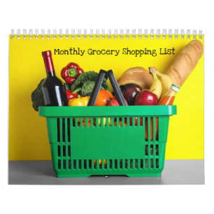 12 Month Calendar Grocery Shopping List Tracker