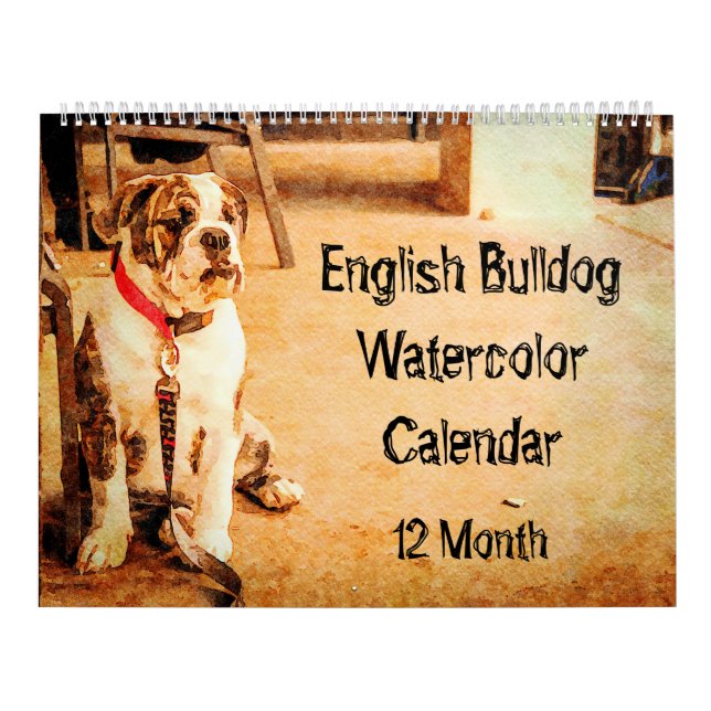 12 Month English Bulldog British Bull Dogs Art Calendar (Cover)