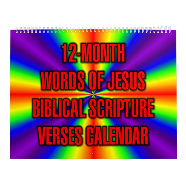 12-Month Words of Jesus Biblical Scripture Verses Calendar (Cover)