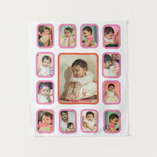 12 Months Baby  photo Collage Tapestry for baby