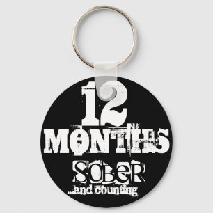 12 Months Sobriety Keychain