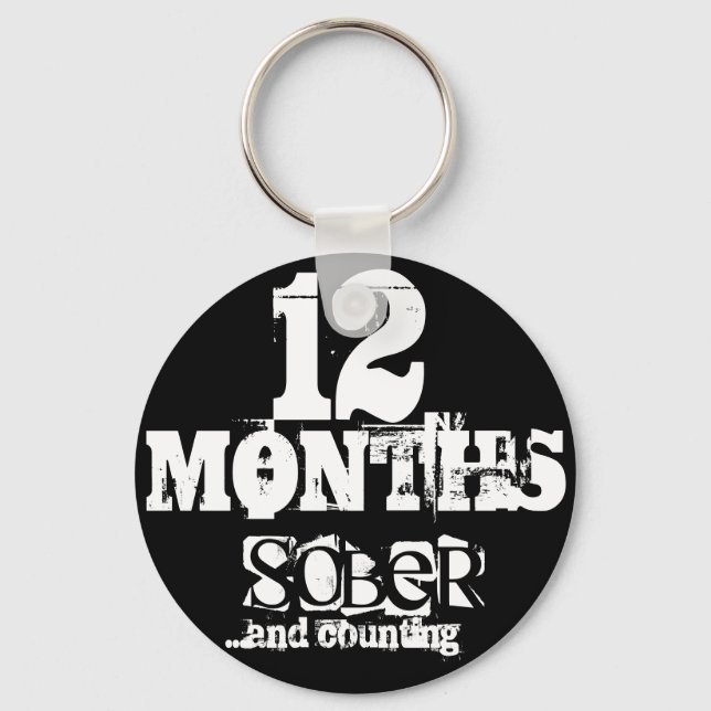 12 Months Sobriety Keychain (Front)