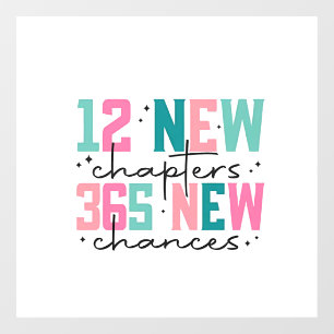 12 New Chapters, 365 New Chances 100 Days Window Cling