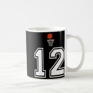 12 Number Basketball Style Vintage White Premium  Coffee Mug