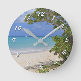 12 Number Choices to Choose-Antigua Beach-Clock Round Clock