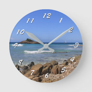12 Number Choices to Choose-Antigua Beach-Clock Round Clock