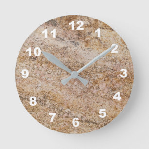 12 Number Choices to Choose- Brn-Tan Marble Clock