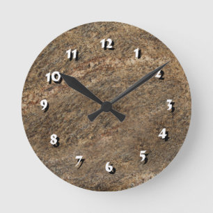 12 Number Choices to Choose-Brown Marble-Clock Round Clock