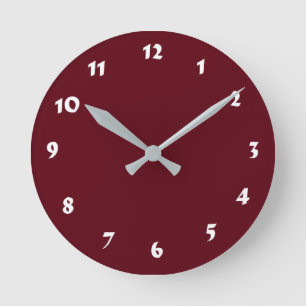 12 Number Choices to Choose From Burgundy Clock
