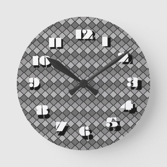 12 Number Choices to Choose From Grey Clock (Front)