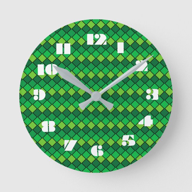 12 Number Choices to Choose From Grn Check Clock (Front)