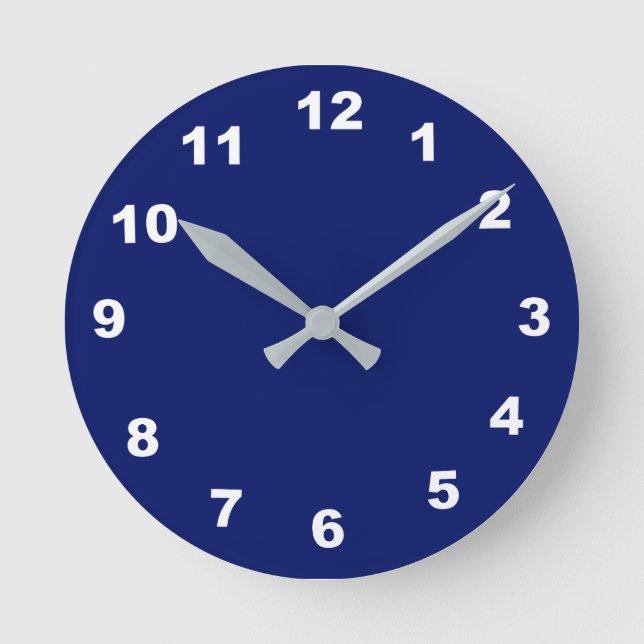 12 Number Choices to Choose From Navy Blue Clock (Front)