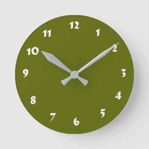12 Number Choices to Choose From Olive Green Clock
