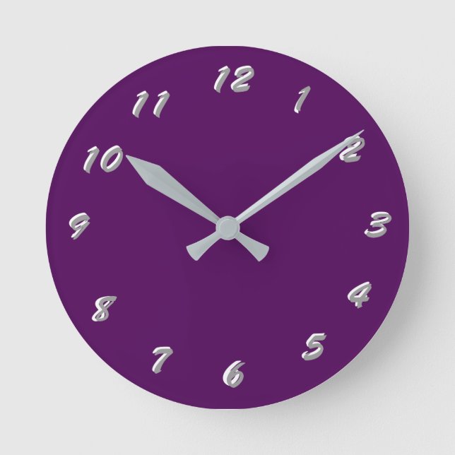 12 Number Choices to Choose From Plum Purple Clock (Front)