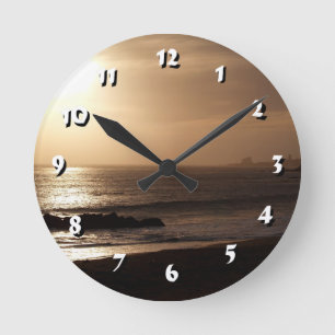 12 Number Choices to Choose-Golden Sunset-Clock Round Clock