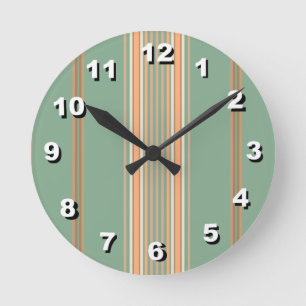 12 Number Choices to Choose-Green Striped Clock
