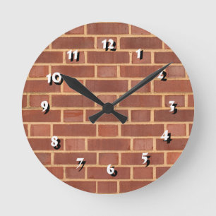 12 Number Choices to Choose-Red Brick-Clock Round Clock