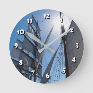 12 Number Choices to Choose-Ship Sails-Clock Round Clock