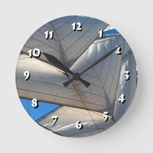 12 Number Choices to Choose-Ship Sails-Clock Round Clock (Front)