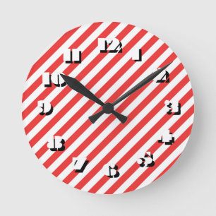 12 Number Choices to Choose -Stripes-Clock Round Clock