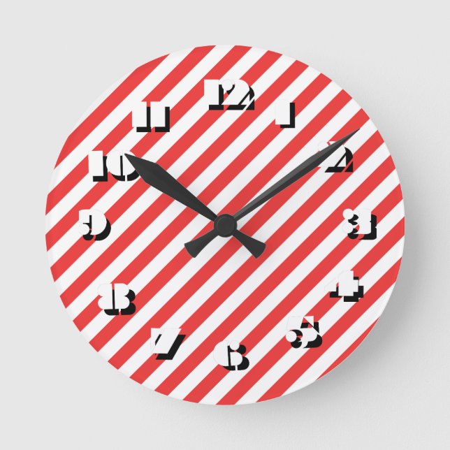 12 Number Choices to Choose -Stripes-Clock Round Clock (Front)