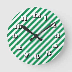 12 Number Choices to Choose -Stripes-Clock Round Clock