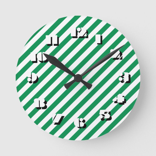 12 Number Choices to Choose -Stripes-Clock Round Clock (Front)