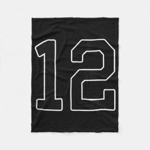 12 - Number Uniform Numbering Number [black_black Fleece Blanket