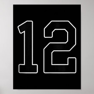 12 - Number Uniform Numbering Number [black_black Poster