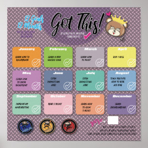 12 OBJECTIFS EN 12 MOIS POSTER DE DÉFI