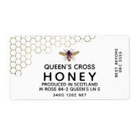 12 oz Honey Hex Jar Étiquette avec peigne de miel