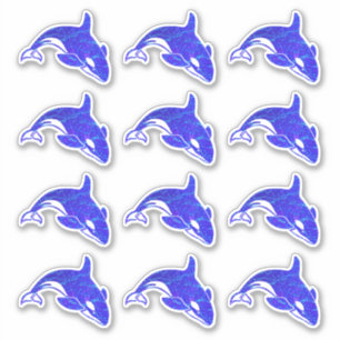 12-Pack Orca Whale Holographic Water Stickers